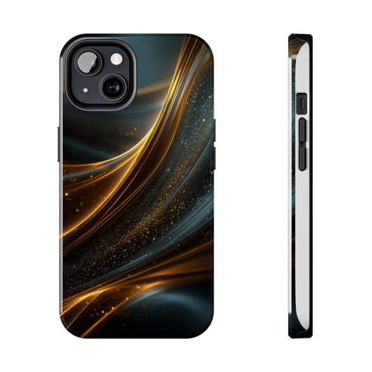 Elegant Tough Phone Case with Glittering Waves Design