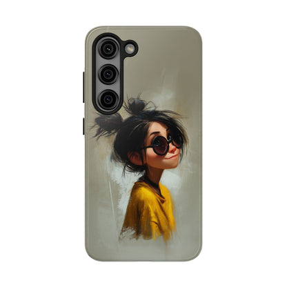 Trendy Tough Phone Case – Stylish Illustrated Girl Design for Fashion Lovers