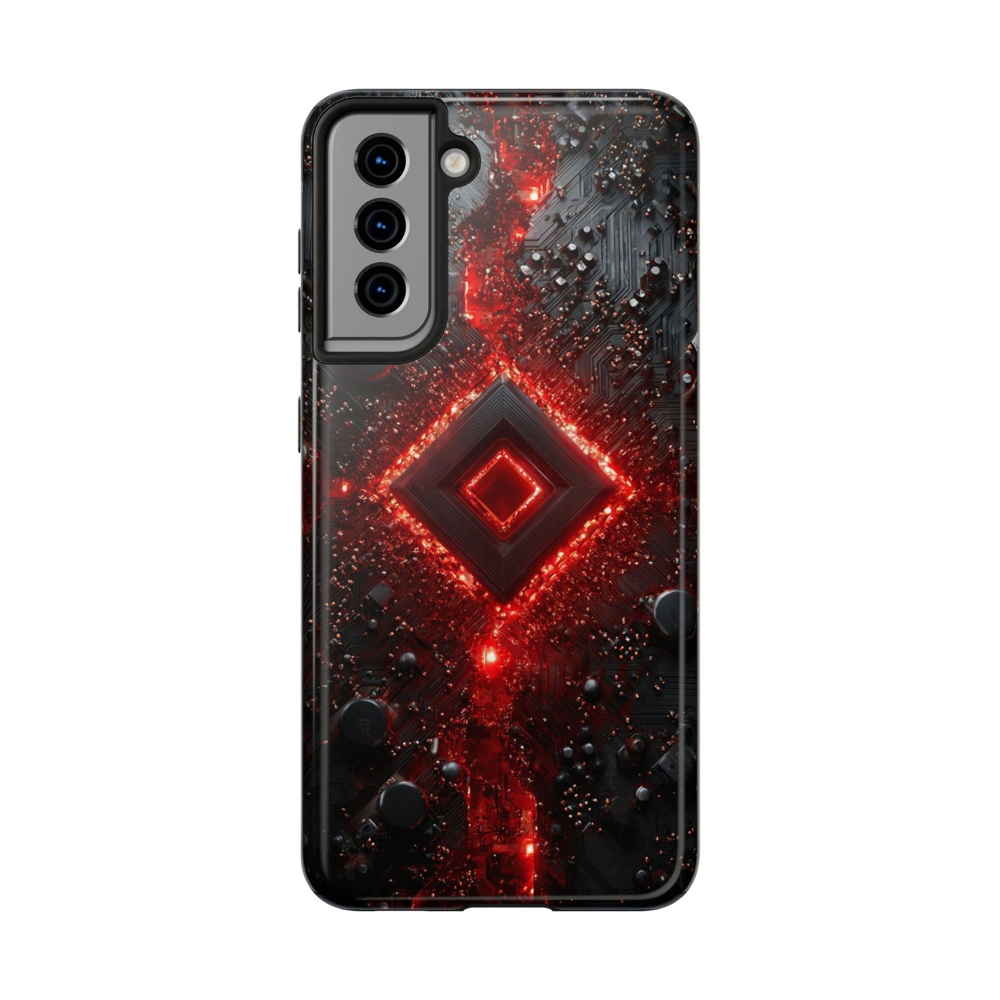 Neon Nexus: Crimson Shard | Sci-Fi Diamond Phone Case by Skipper