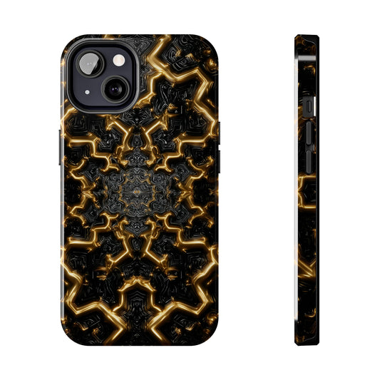 Unique Tough Phone Case with Bold Gold Pattern by Skipper – Durable Stylish Protection & Gift for Tech Lovers
