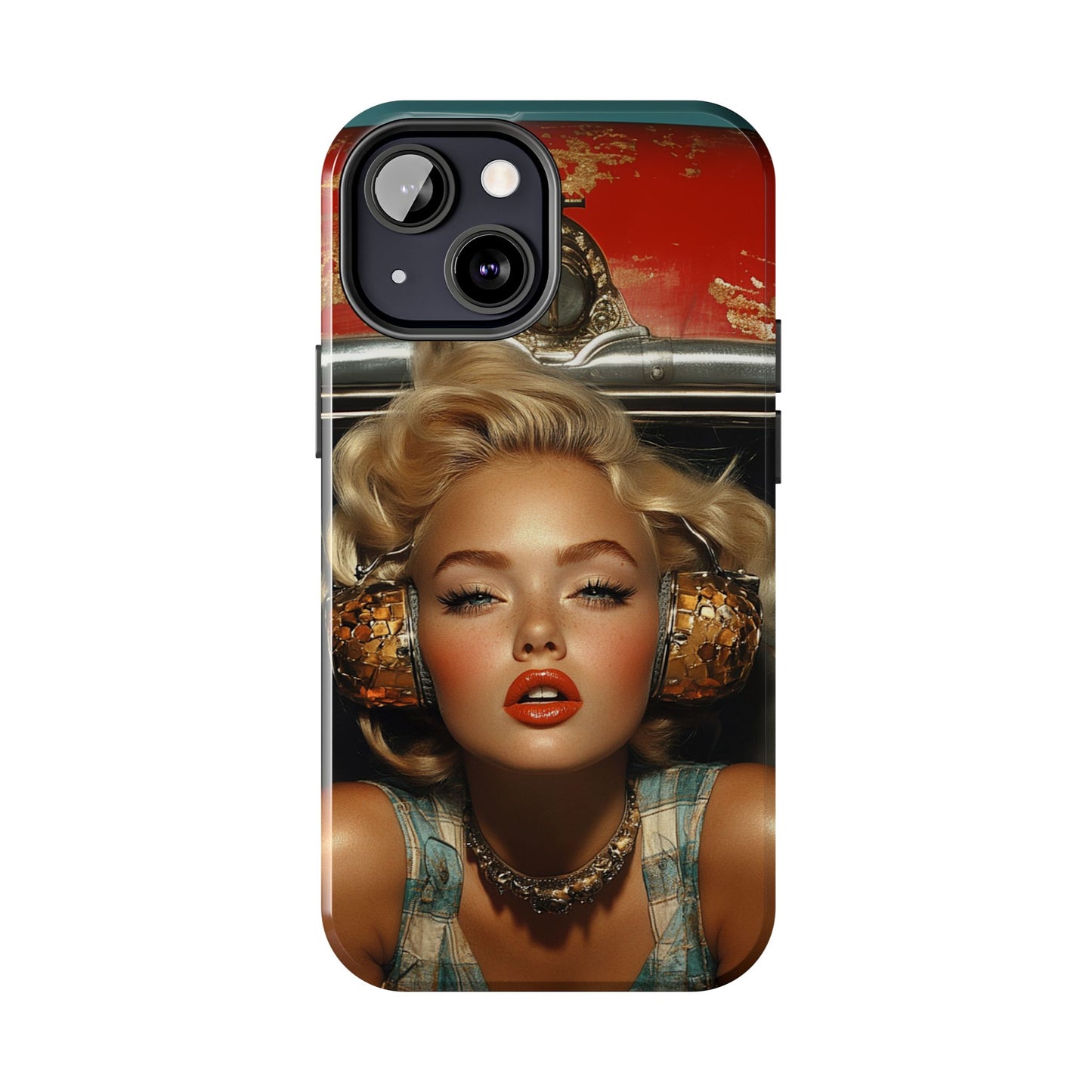 Retro Glam Tough Phone Case - Stylish Protection for Music Lovers