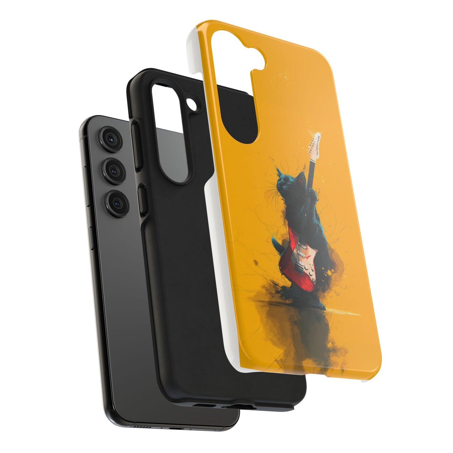 Black Cat Playing Red Guitar Tough Phone Case
