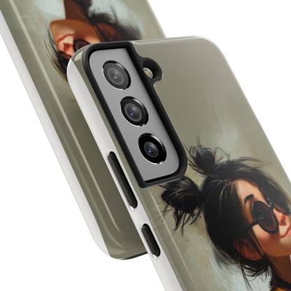 Trendy Tough Phone Case – Stylish Illustrated Girl Design for Fashion Lovers