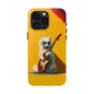 White Dog with Blue Sunglasses Playing Red Guitar Tough Phone Case