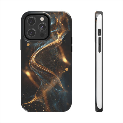 Stylish Tough Phone Case with Elegant Gold Swirl Design