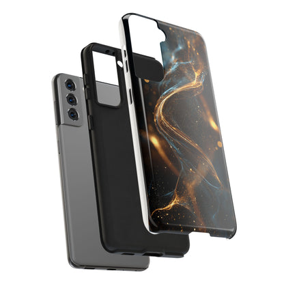 Stylish Tough Phone Case with Elegant Gold Swirl Design