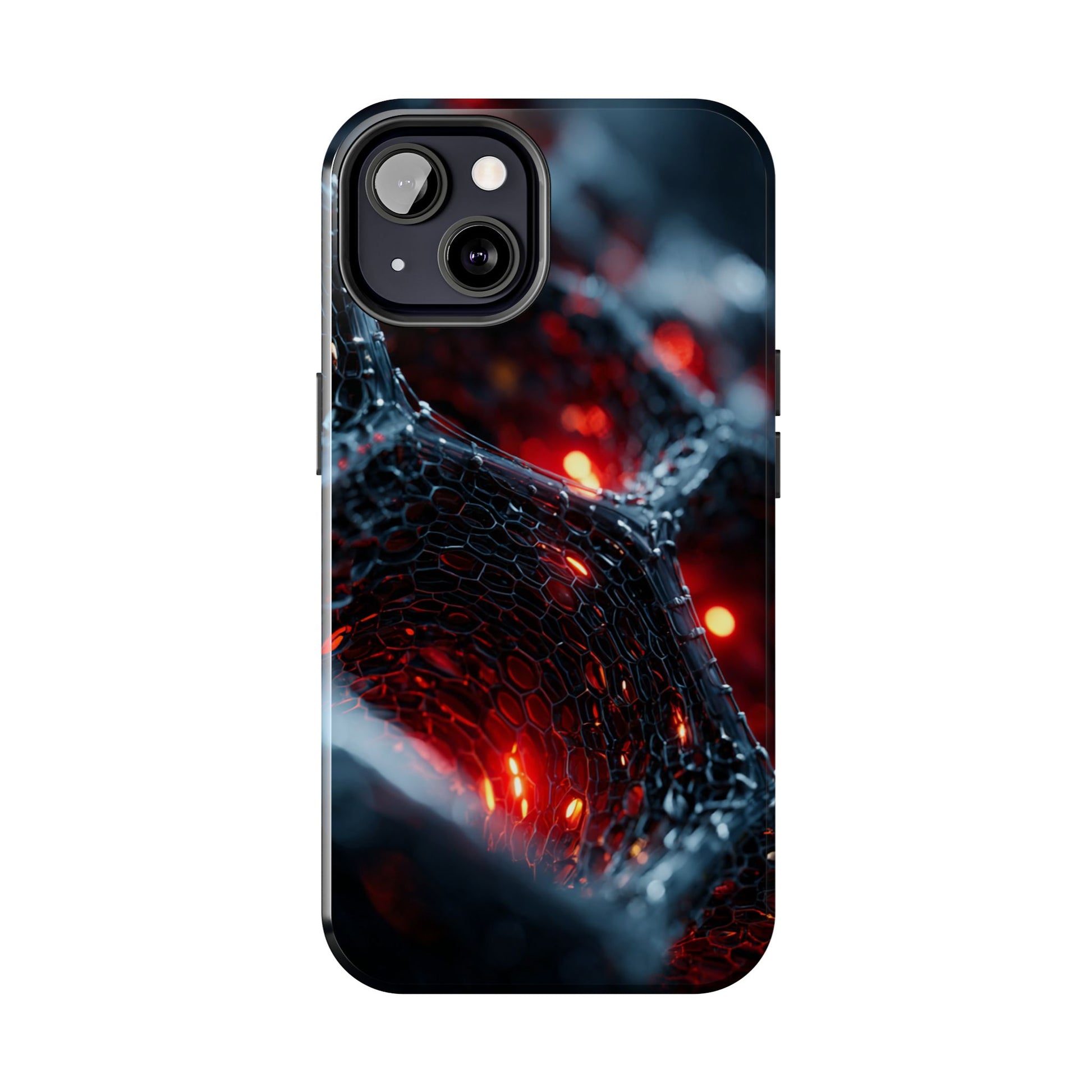 Futuristic phone case featuring immersive 3D hexagonal design.
