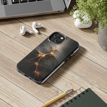 Tough Phone Case - Elegant Gold Fractal Design for Tech Lovers