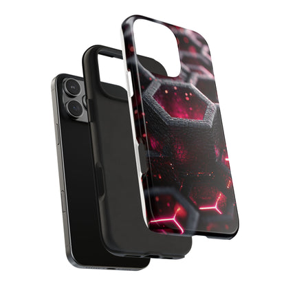 Neon Nexus: Hexwave Hive | Pink Cyber Grid Phone Case by Skipper