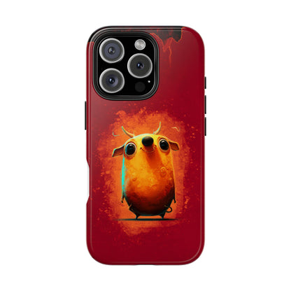 Whimsical Tough Phone Case - Cute Orange Monster Design
