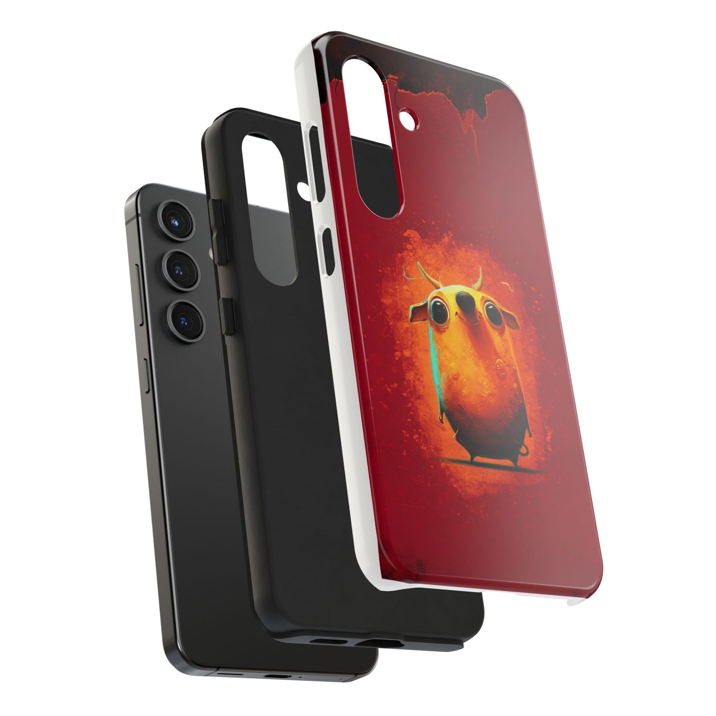 Whimsical Tough Phone Case - Cute Orange Monster Design