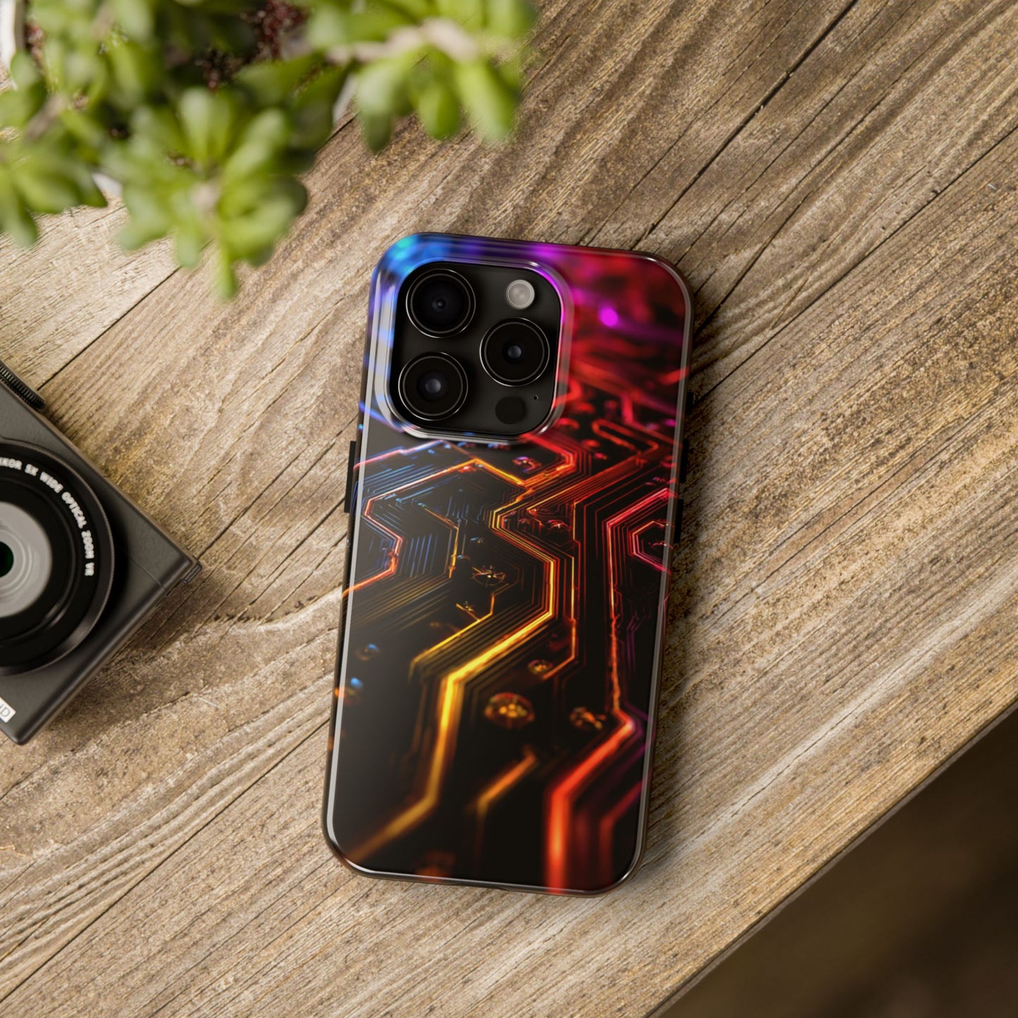 Neural Network Neon Nexus Phone Case - Electric Blue Circuit Maze by Artist Skipper | Premium Tech Art Protection