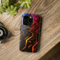 Neural Network Neon Nexus Phone Case - Electric Blue Circuit Maze by Artist Skipper | Premium Tech Art Protection