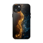 Dynamic Gold and Blue Tough Phone Case - Durable Protection with a Stunning Design