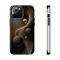 Cosmic Gold Waves Abstract Phone Case – Elegant Black Art