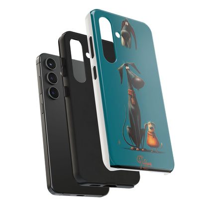 Whimsical Dog Art Tough Phone Case - Durable Protection for Pet Lovers