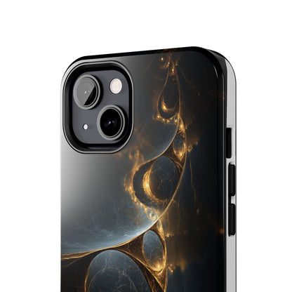 Stylish Tough Phone Case with Elegant Golden Swirls