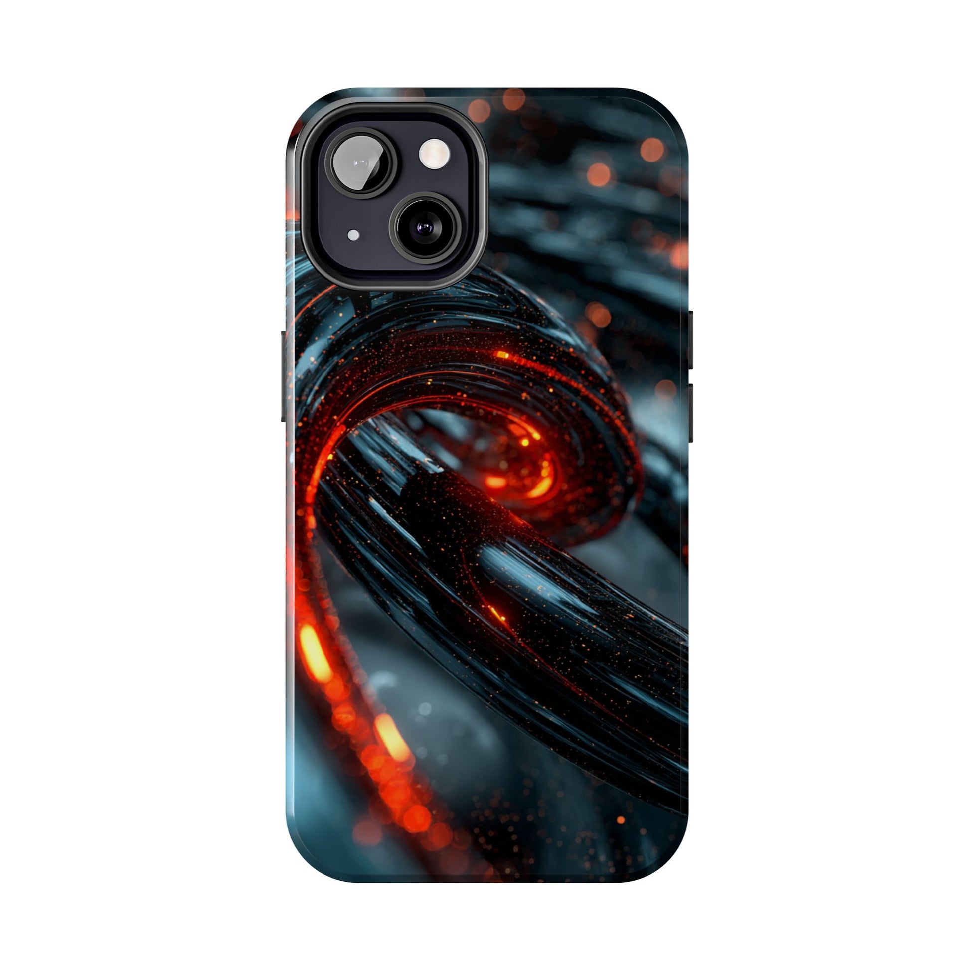 Durable phone cover featuring fiery molten textures