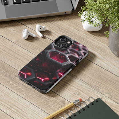 Neon Nexus: Hexwave Hive | Pink Cyber Grid Phone Case by Skipper