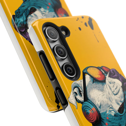 French Bulldog with Orange Sunglasses and Headphones Tough Phone Case