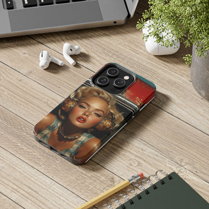 Retro Glam Tough Phone Case - Stylish Protection for Music Lovers