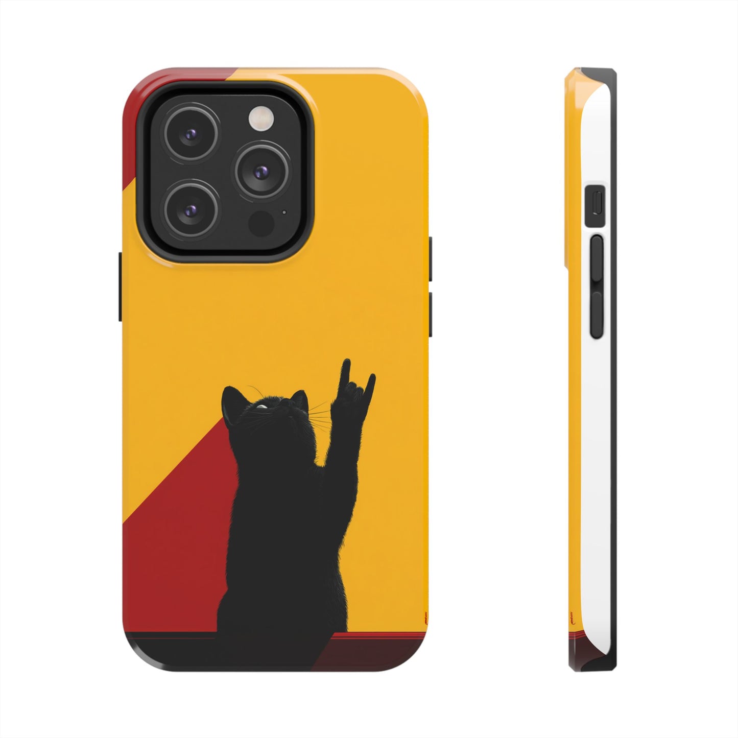 Black Cat Rock Gesture Tough Phone Case