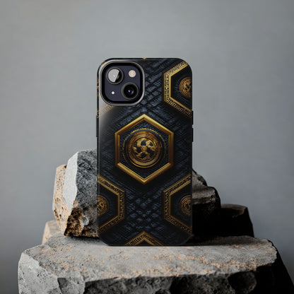 Luxury Gold Hexagon Tough Phone Case by Skipper – Modern Stylish Protection & Gift Idea
