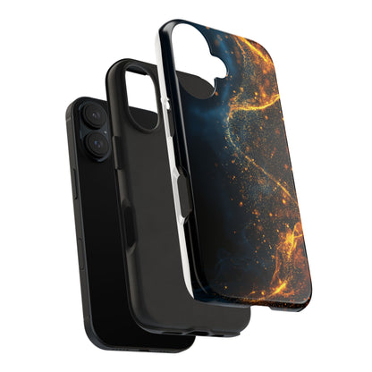 Sleek Tough Phone Cases with Abstract Gold and Blue Design