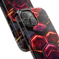 Quantum Hexagon Neon Nexus Phone Case - Crimson Energy Matrix Design by Artist Skipper | Premium Sci-Fi Protection