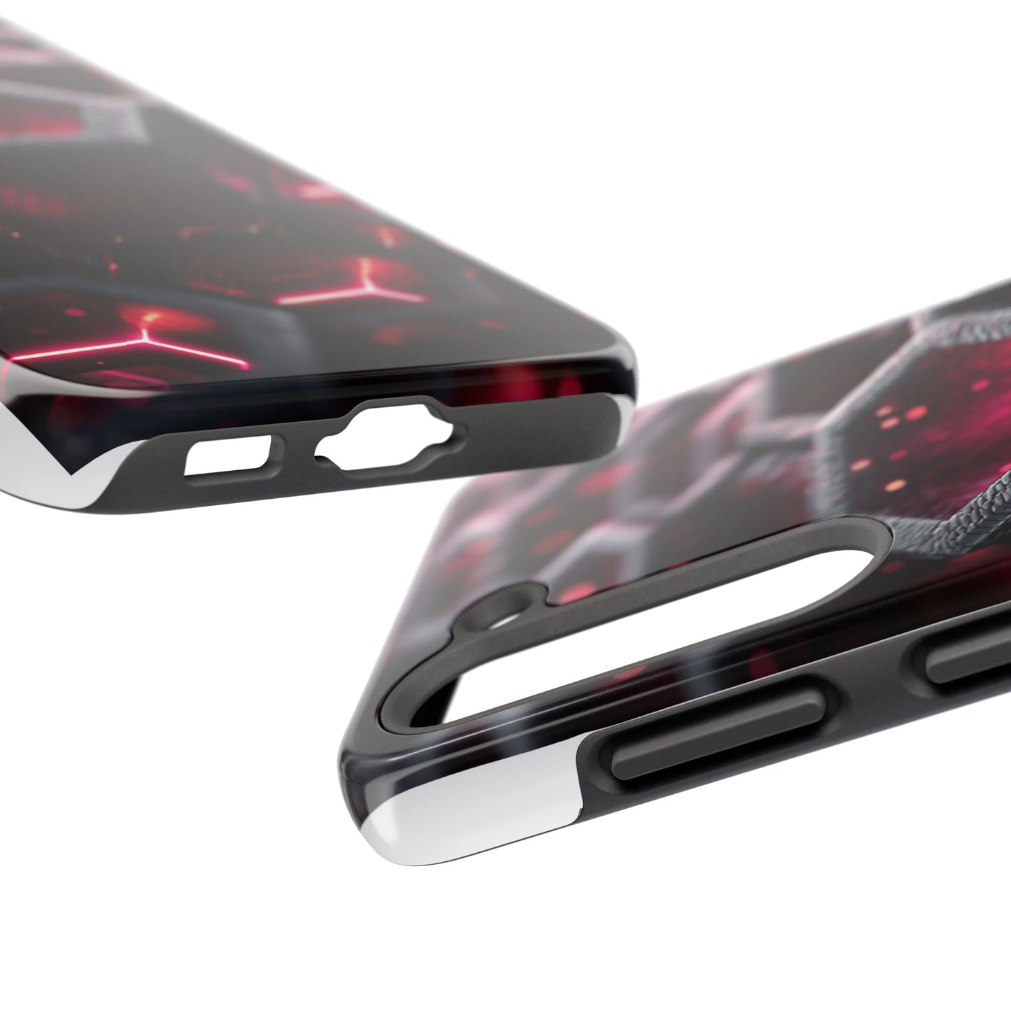 Neon Nexus: Hexwave Hive | Pink Cyber Grid Phone Case by Skipper