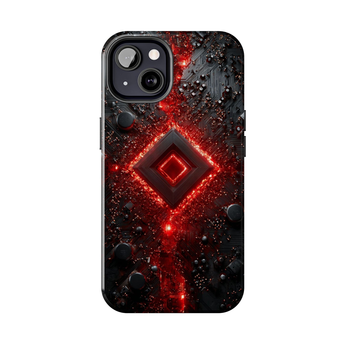 Neon Nexus: Crimson Shard | Sci-Fi Diamond Phone Case by Skipper