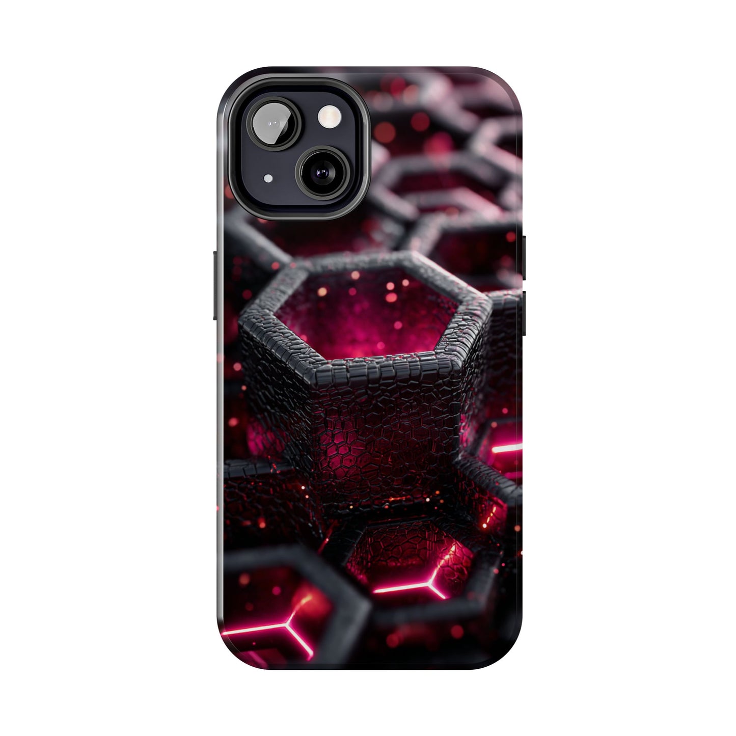 Neon Nexus: Hexwave Hive | Pink Cyber Grid Phone Case by Skipper