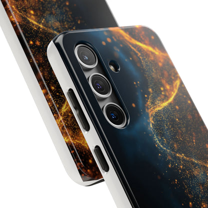 Sleek Tough Phone Cases with Abstract Gold and Blue Design