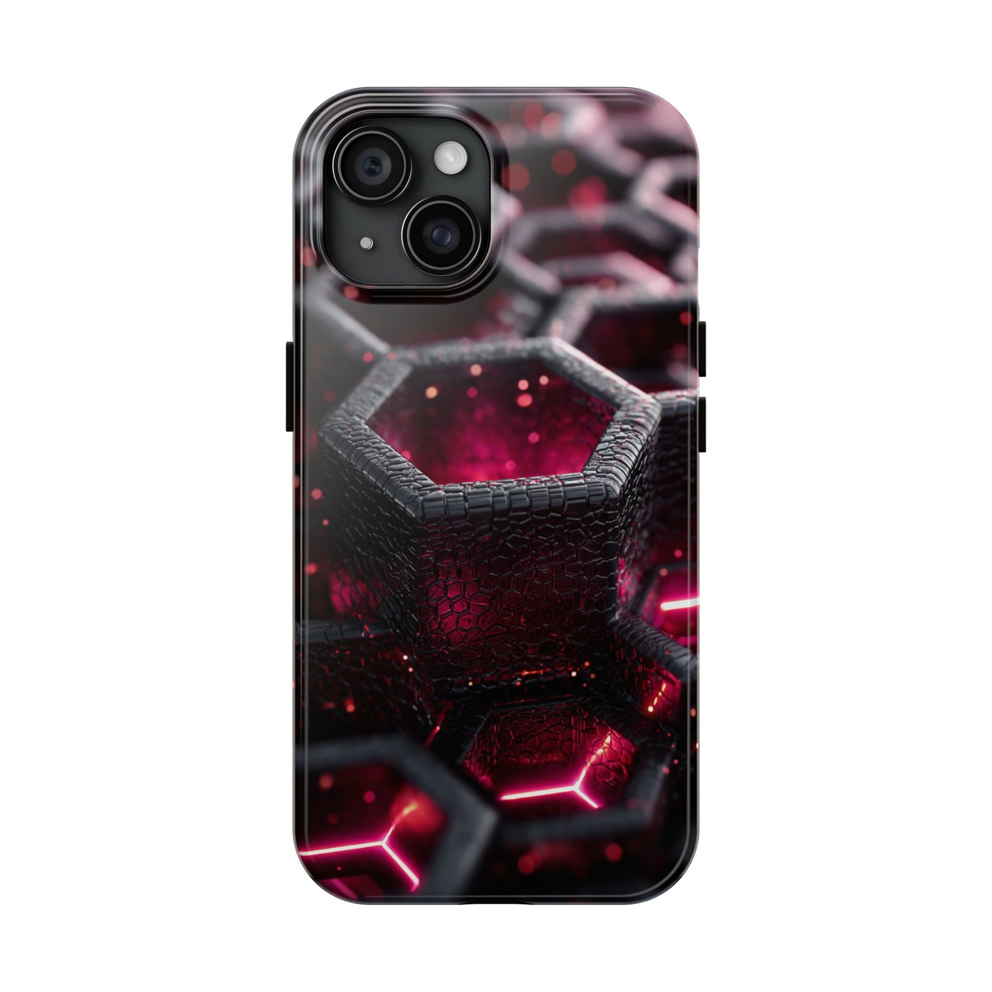 Neon Nexus: Hexwave Hive | Pink Cyber Grid Phone Case by Skipper