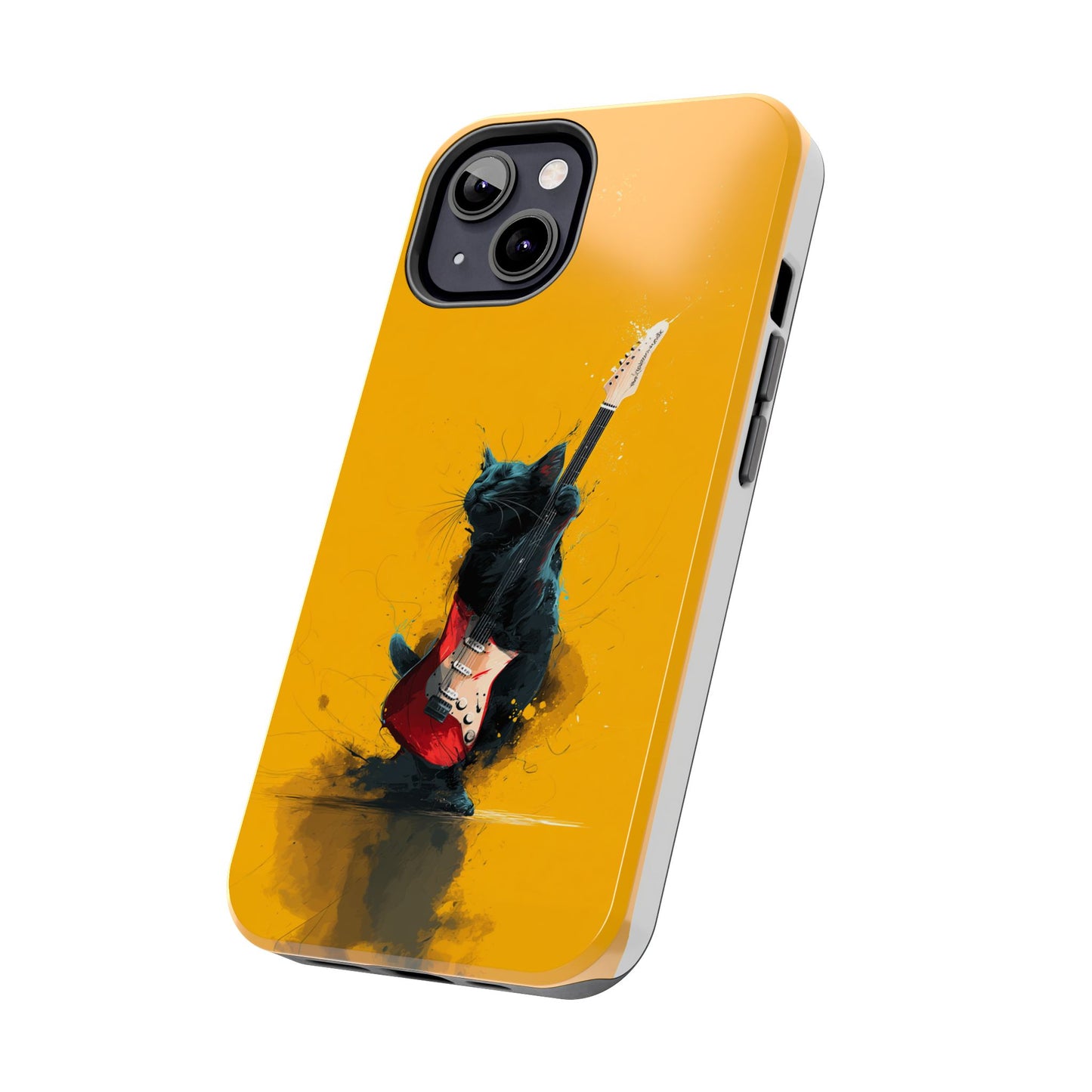 Black Cat Playing Red Guitar Tough Phone Case