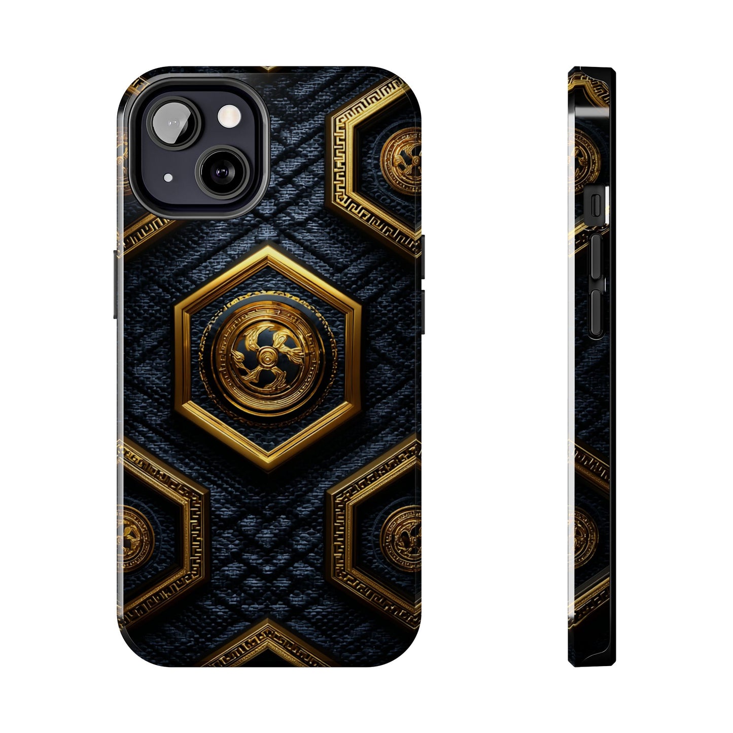 Luxury Gold Hexagon Tough Phone Case by Skipper – Modern Stylish Protection & Gift Idea