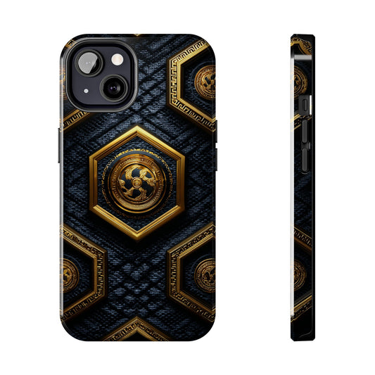 Luxury Gold Hexagon Tough Phone Case by Skipper – Modern Stylish Protection & Gift Idea
