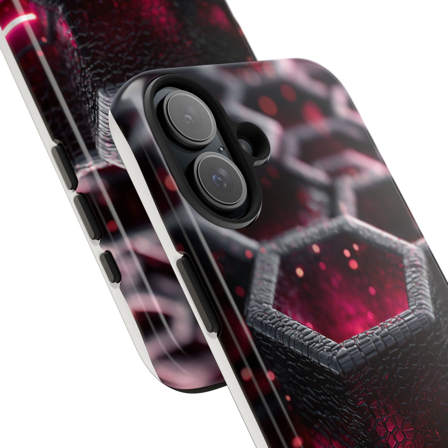 Neon Nexus: Hexwave Hive | Pink Cyber Grid Phone Case by Skipper