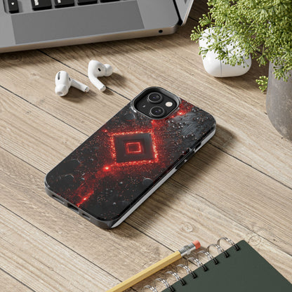 Neon Nexus: Crimson Shard | Sci-Fi Diamond Phone Case by Skipper