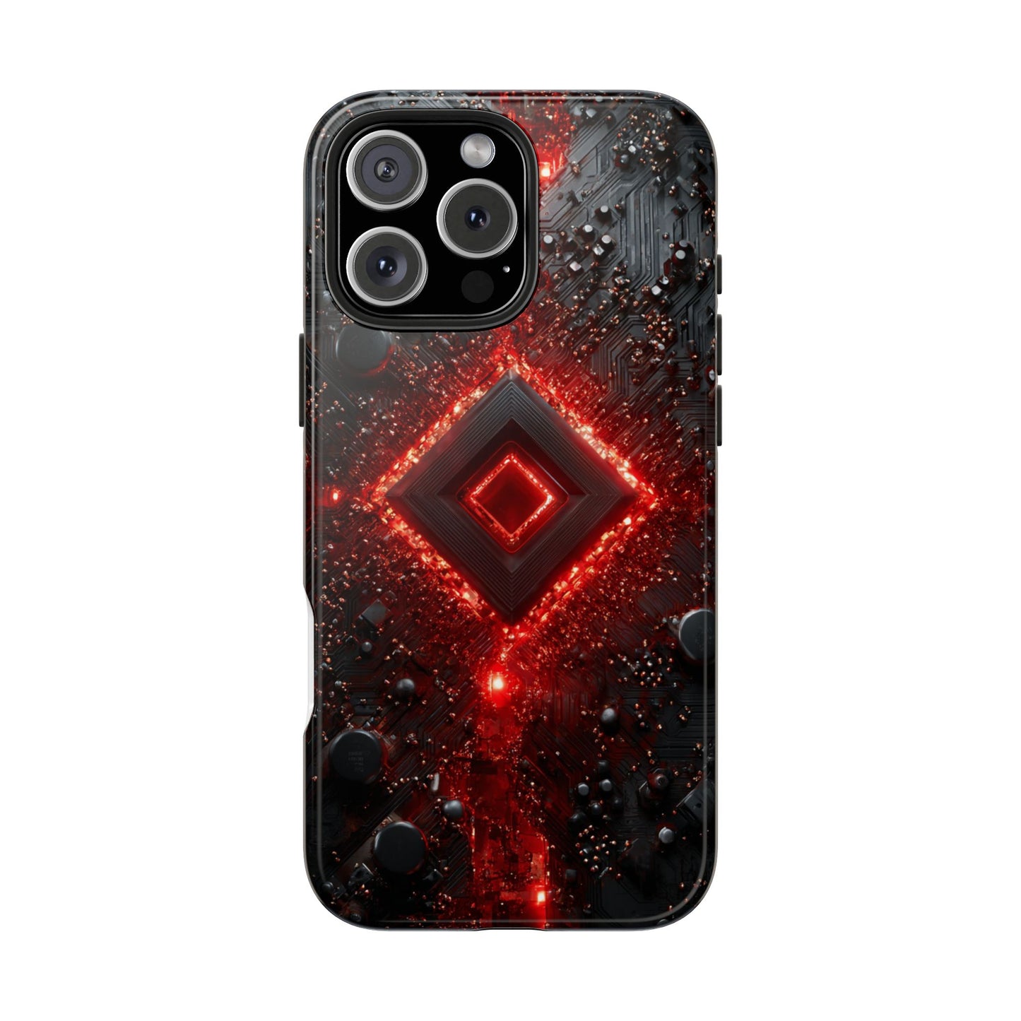 Neon Nexus: Crimson Shard | Sci-Fi Diamond Phone Case by Skipper