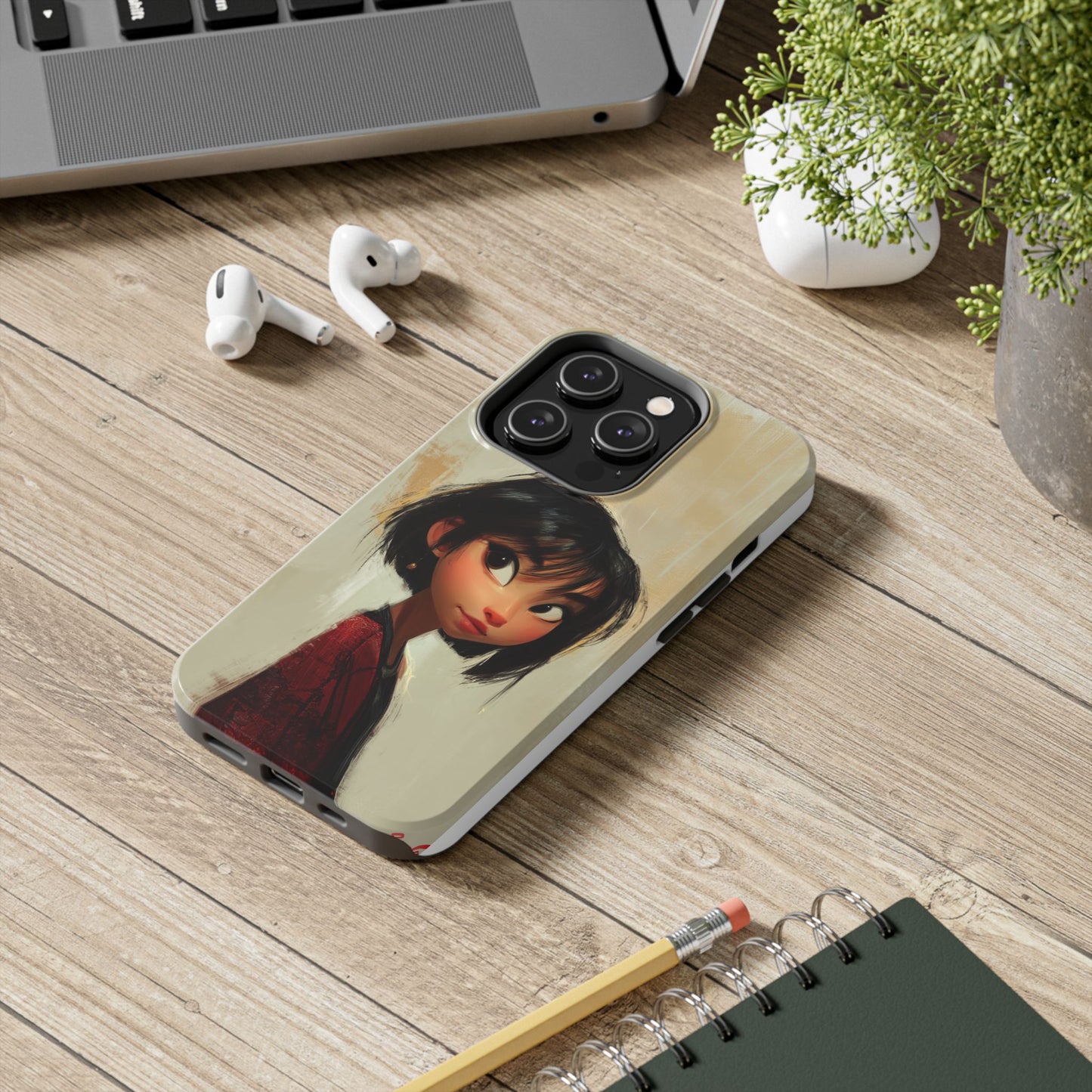 Artistic Tough Phone Case - Cute Character Design for Kids and Teens