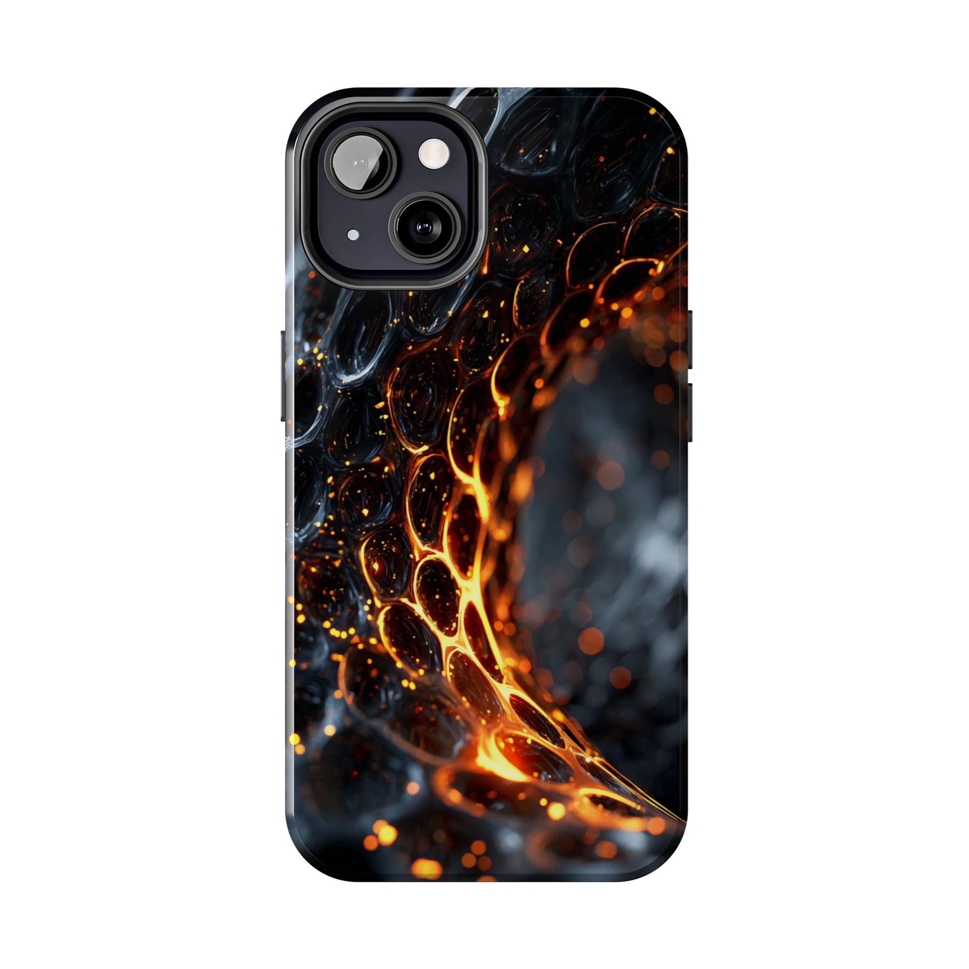 Durable phone cover with modern fire pattern by Skipper