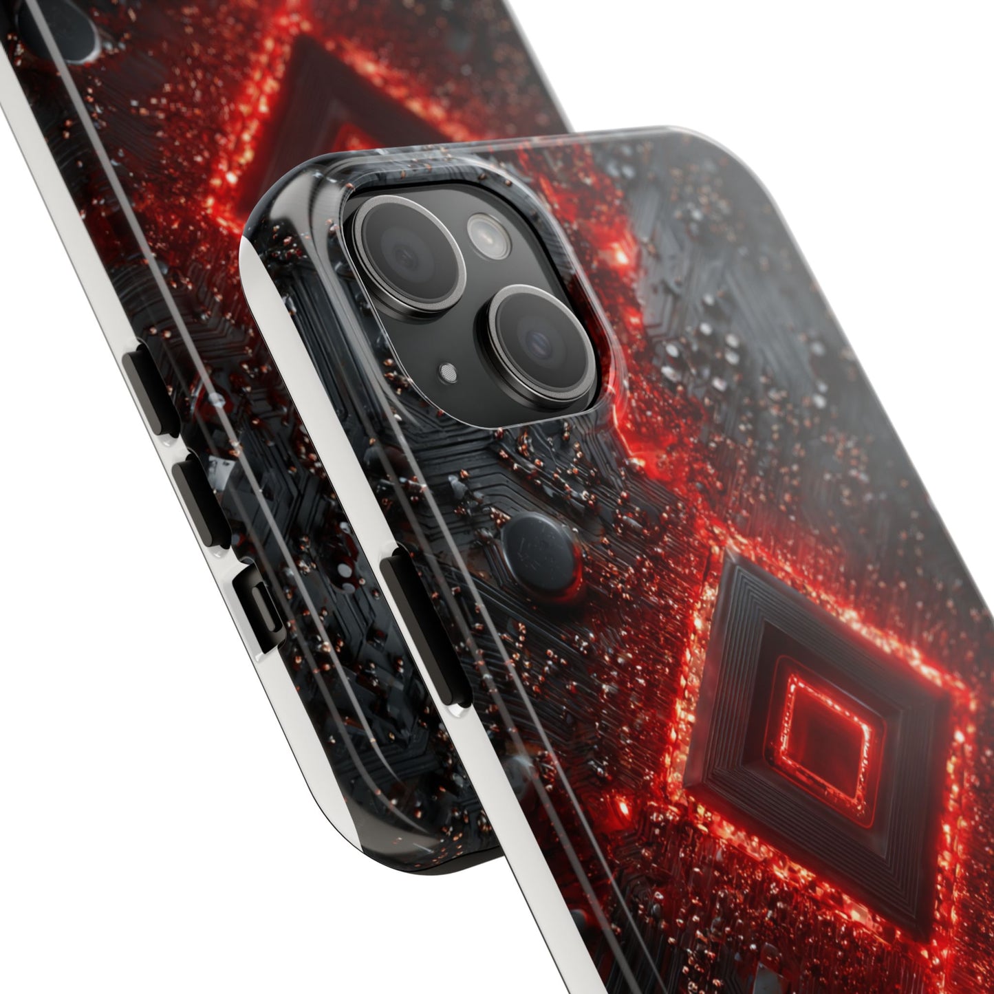 Neon Nexus: Crimson Shard | Sci-Fi Diamond Phone Case by Skipper