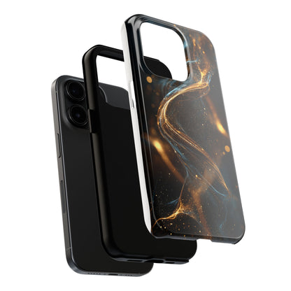 Stylish Tough Phone Case with Elegant Gold Swirl Design