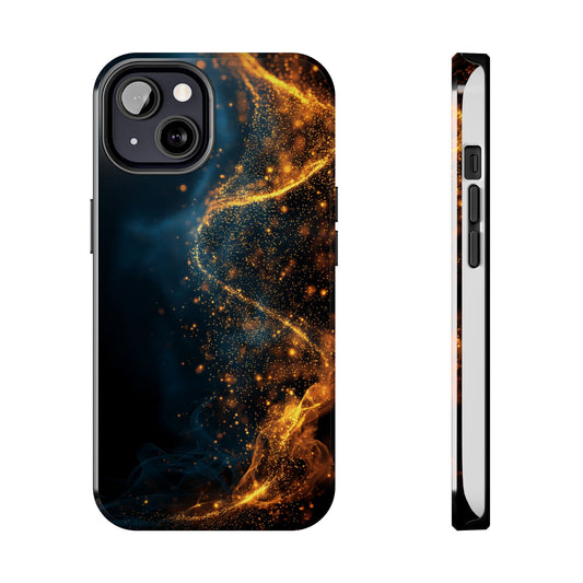 Sleek Tough Phone Cases with Abstract Gold and Blue Design
