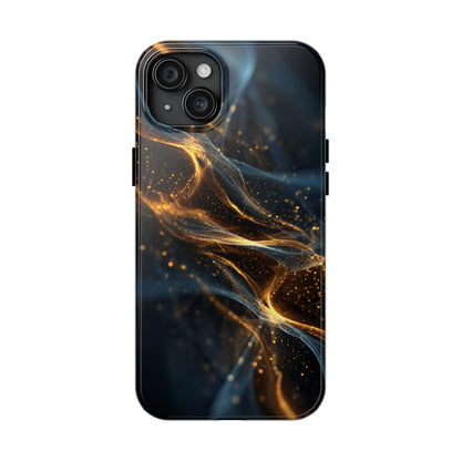 Stylish Tough Phone Case with Golden Swirl Design