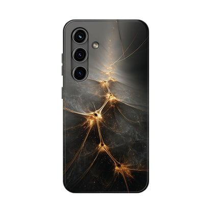 Tough Phone Case - Elegant Gold Fractal Design for Tech Lovers