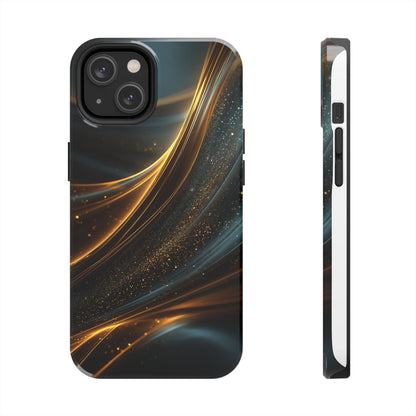 Elegant Tough Phone Case with Glittering Waves Design
