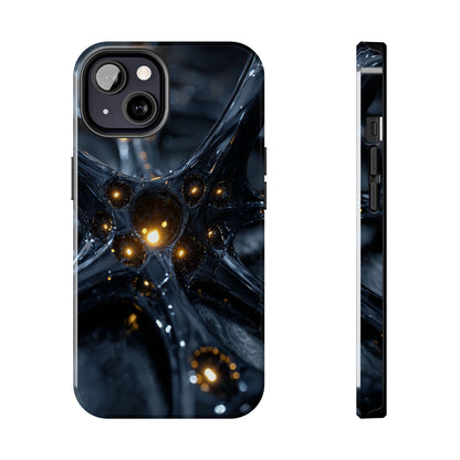Futuristic tough phone case with cosmic digital art design by Skipper