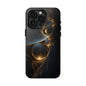 Stylish Tough Phone Case with Elegant Golden Swirls